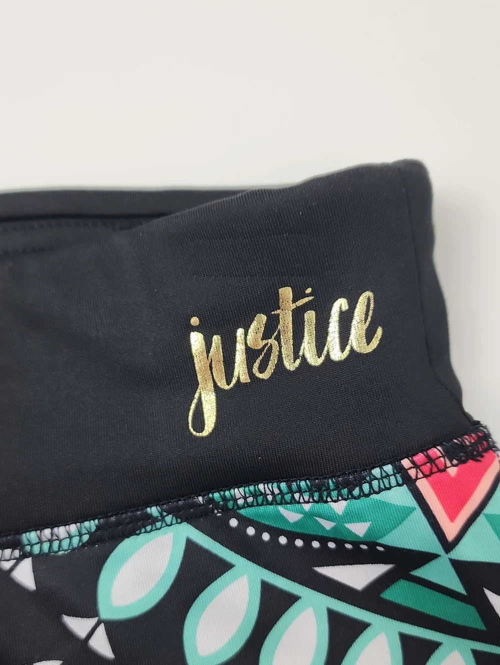 Justice Active Tribal Print Compression Shorts Black Size 8